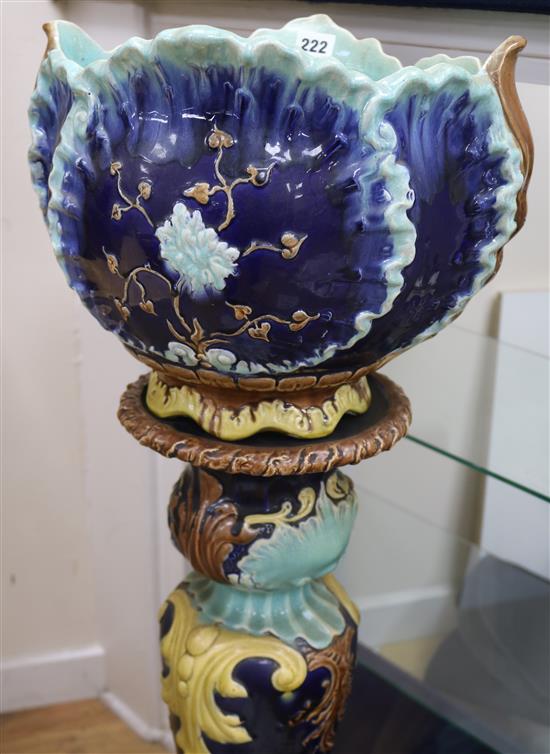 A Victorian pottery jardiniere and stand